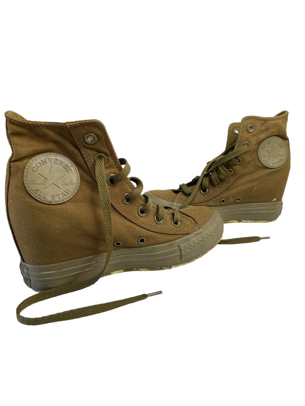 Converse Sneakers Womens 7 Chuck Taylor CT Army Green Lift Platform Hi Casual